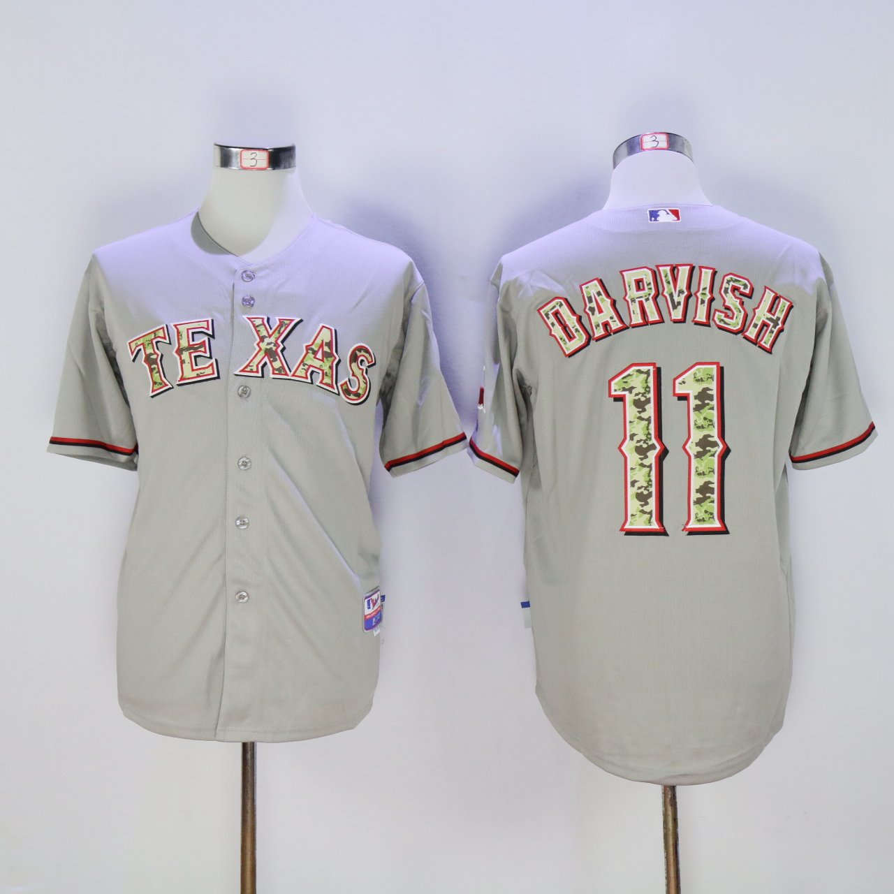 Men Texas Rangers #11 Darvish Grey Camo MLB Jerseys